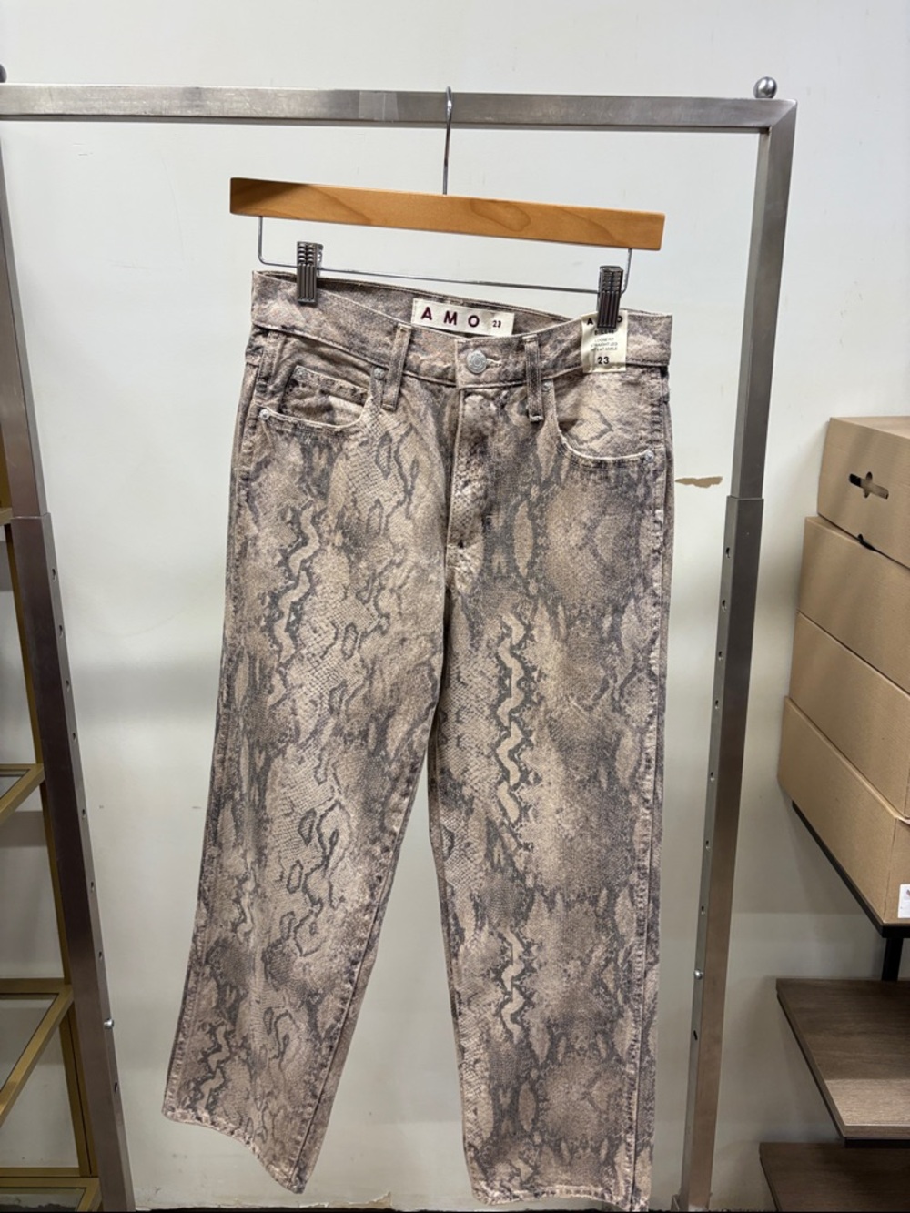 AMO  Billie Python-Print Straight Leg Jeans